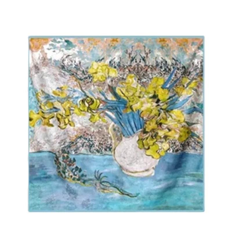 Mulberry Silk 14 Momme Square Scarf Iris Floral 108x108 cm - Image 6