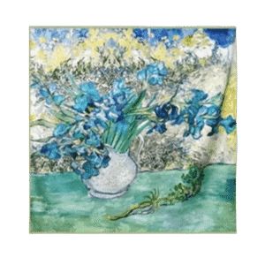 Mulberry Silk 14 Momme Square Scarf Iris Floral 108x108 cm