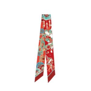 Mulberry Silk 16 Momme Dunhuang Deer Silk Narrow Scarf 120x5cm