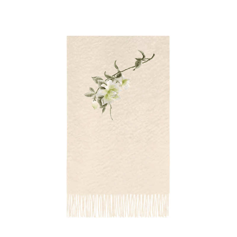 Handcrafted Su Embroidery Cashmere Scarf Luxury 200x70cm