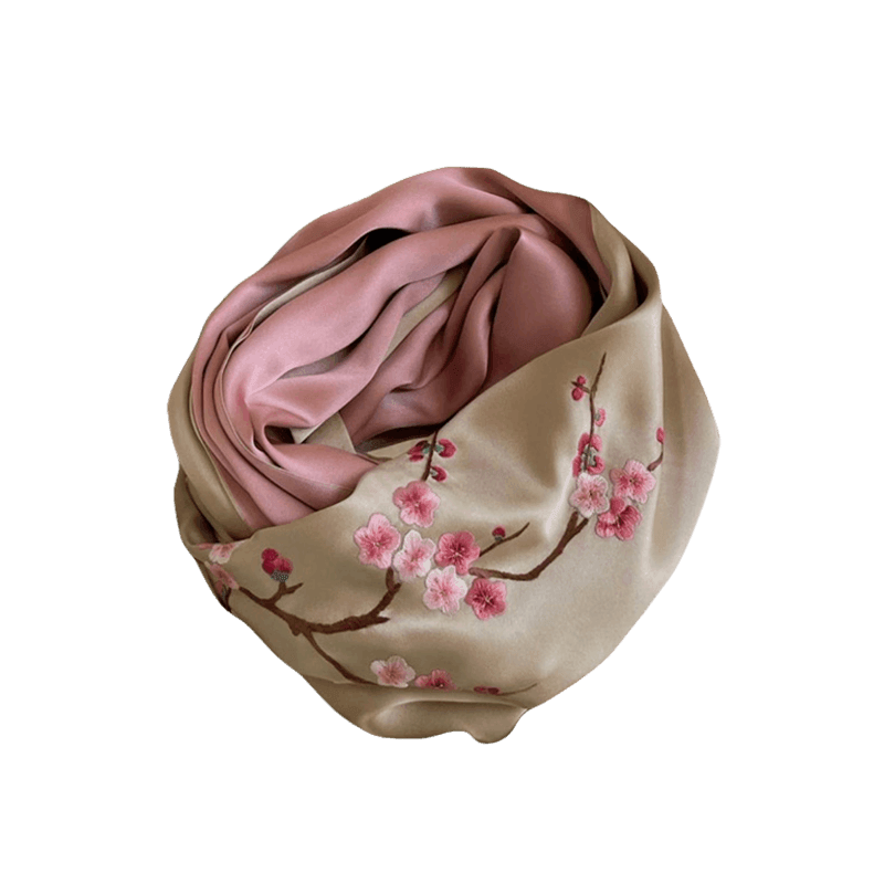 Handmade Suzhou Embroidery 16 Momme Silk Scarf 155x35cm - Image 7