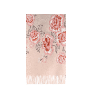 Embroidery 100% Pure Cashmere Scarf Pink Lotus 200x60 cm