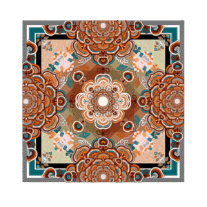 Chinese Style Silk Square Scarf Lotus Design 65 x 65 cm & 88 x 88 cm
