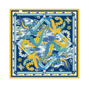 14 Momme Mulberry Silk Square Scarf Phoenix Crown 63x63cm