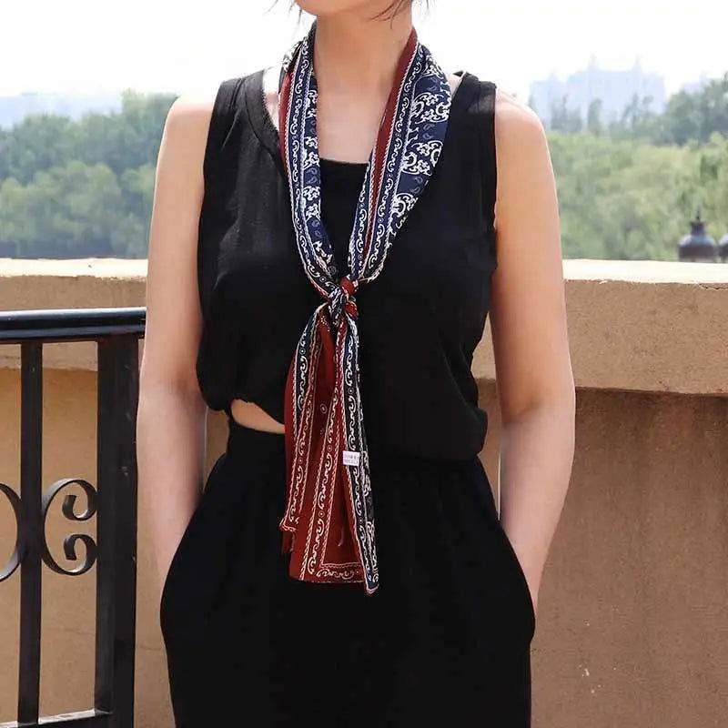 12 Momme Satin Long Silk Scarf Elegant Cloud Pattern 14.5x145cm - Image 2