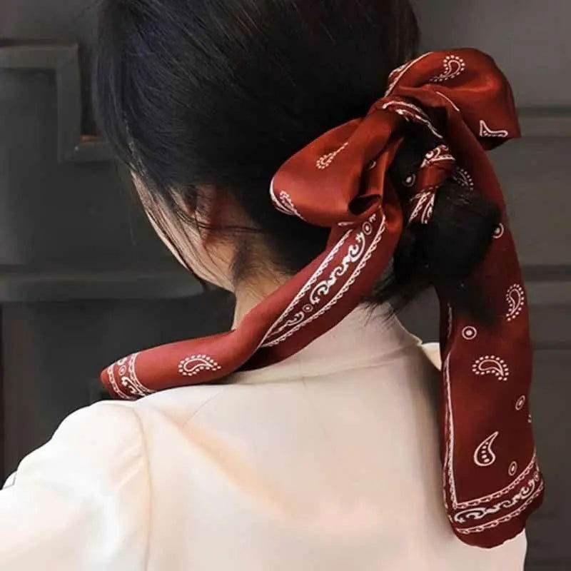 12 Momme Satin Long Silk Scarf Elegant Cloud Pattern 14.5x145cm - Image 3