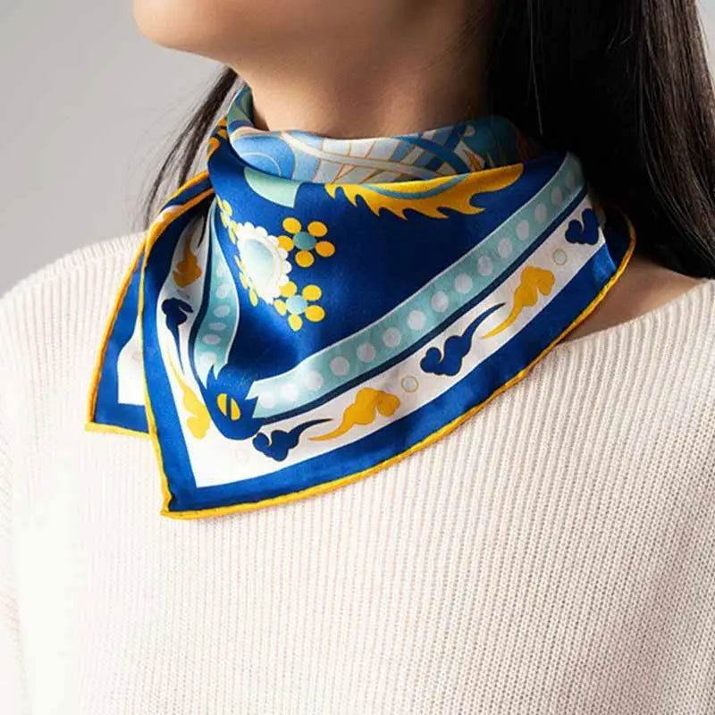 14 Momme Mulberry Silk Square Scarf Phoenix Crown 63x63cm - Image 3