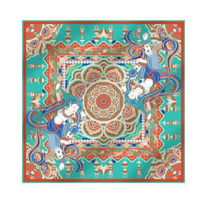 Mulberry Silk 16 Momme Celestial Dance Silk Square Scarf 90x90cm