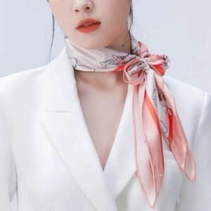 Mulberry Silk 16 Momme Square Scarf Magnolia Blossom Design 68 x 68 Cm